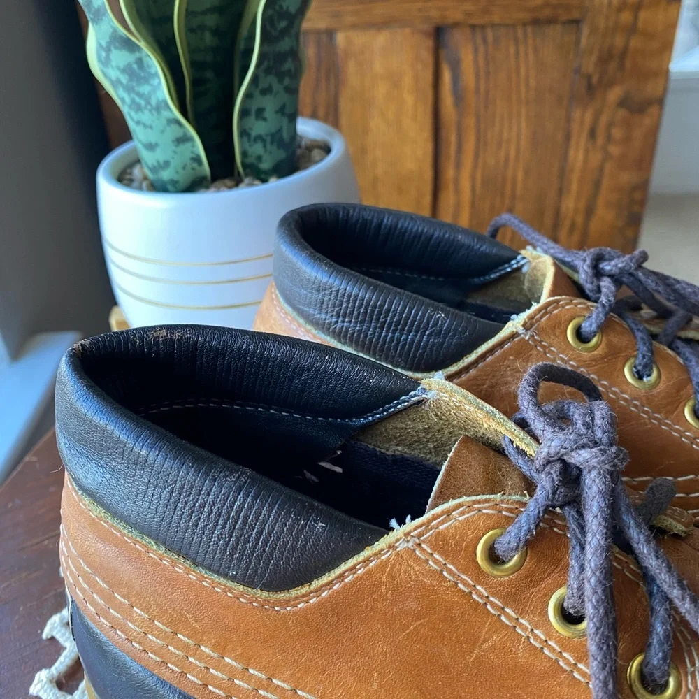 L.L. Bean Maine Hunting Shoe Ankle Boots Stylish Brown and Tan EUC